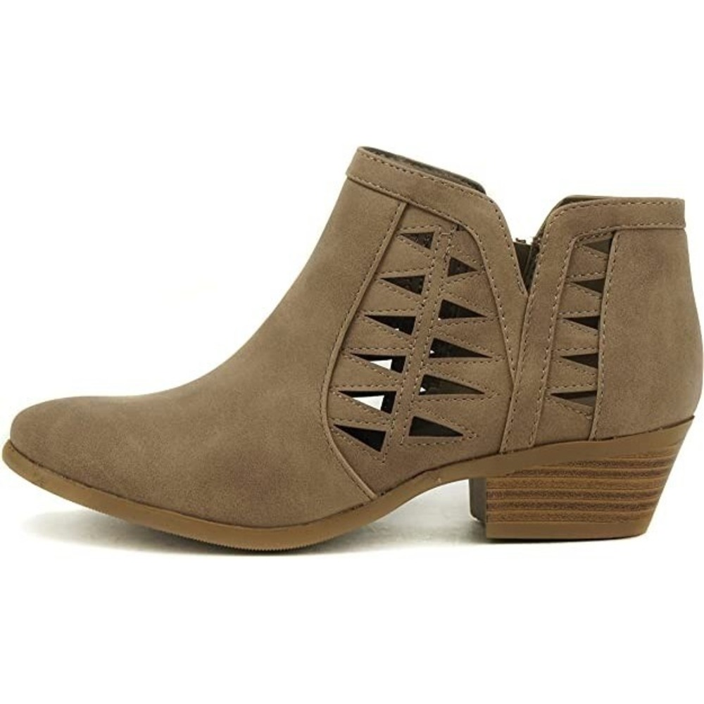 Soda Women's Perforated Cut Out Stacked Block Heel Ankle Booties Size 8.5